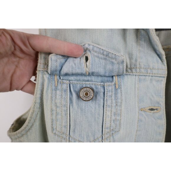 Vintage Y2K Abercrombie & Fitch Womens Medium Babydoll Denim Trucker Vest Jacket - Picture 9 of 16